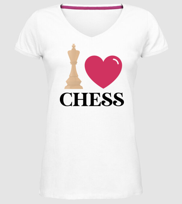 Love chess model alb pe tricou