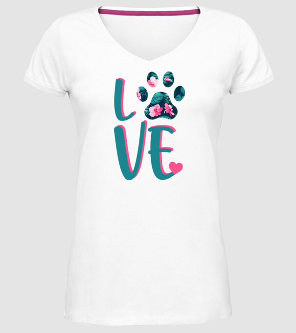 LOVE CÂINI model alb pe tricou