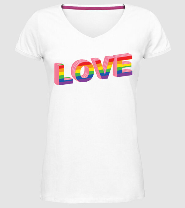 Love pride model alb pe tricou