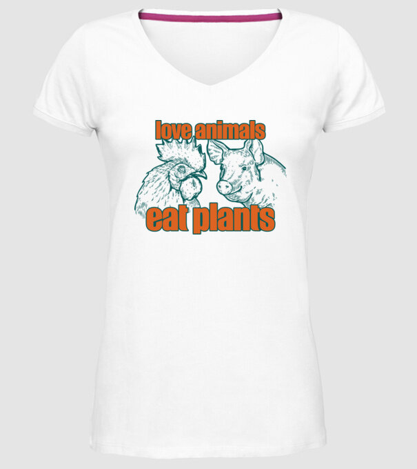 love animals model alb pe tricou