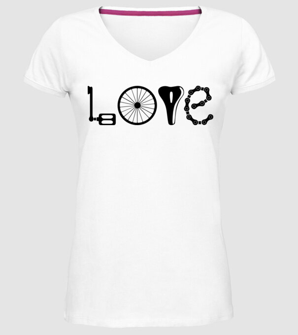 love bicicletă model alb pe tricou