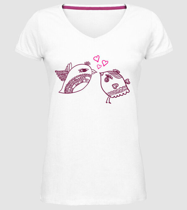lovebirds model alb pe tricou