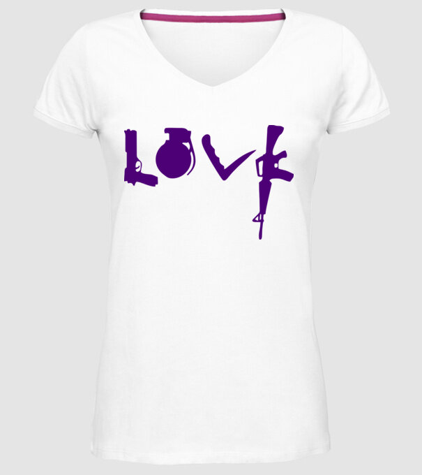 Lovegun model alb pe tricou