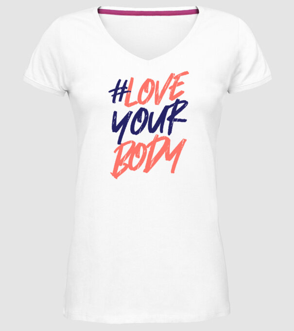 #loveyourbody model alb pe tricou