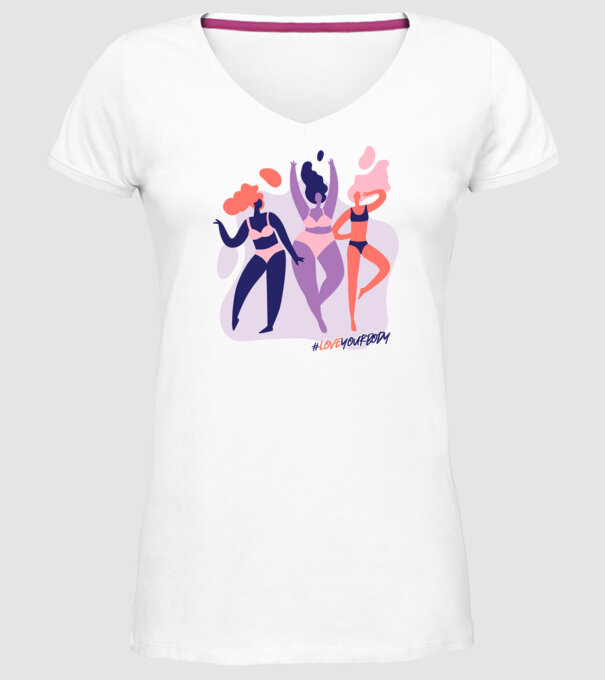 #loveyourbody model alb pe tricou