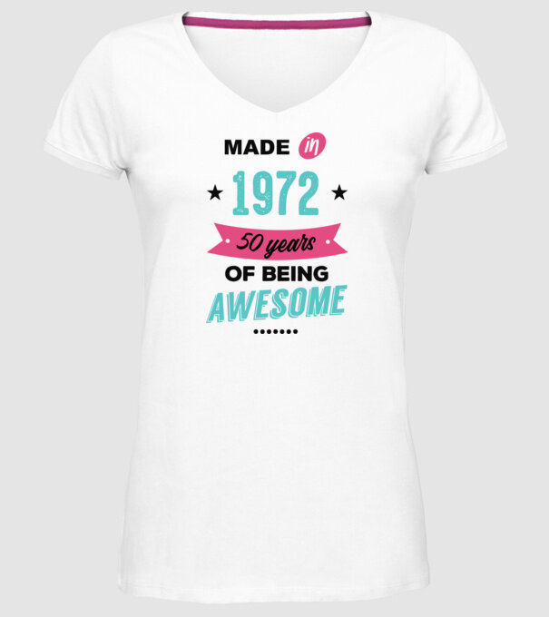 MADE in 1972 model alb pe tricou