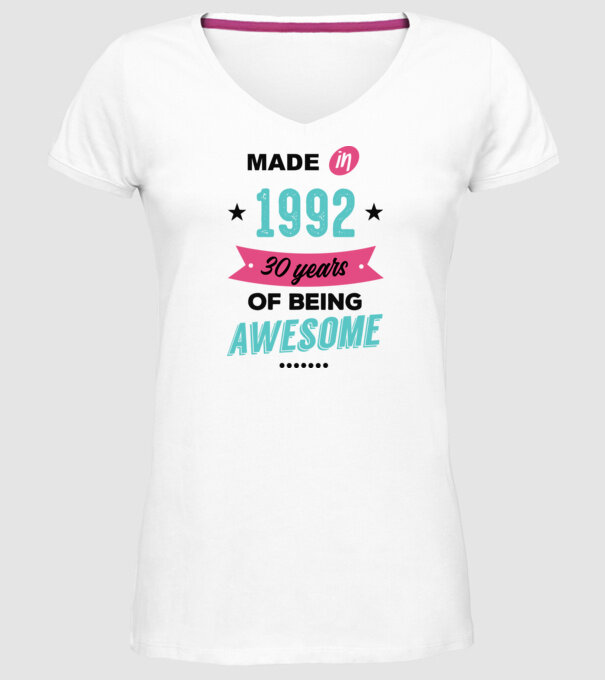 MADE in 1992 model alb pe tricou