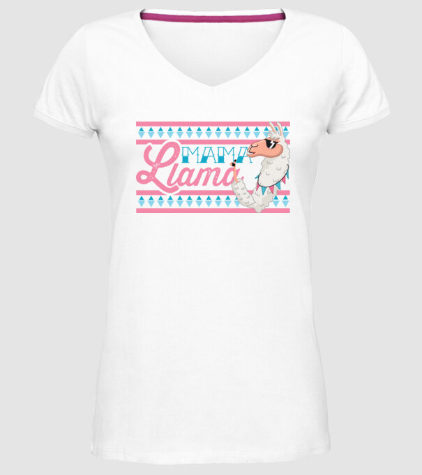 Mama LLama model alb pe tricou