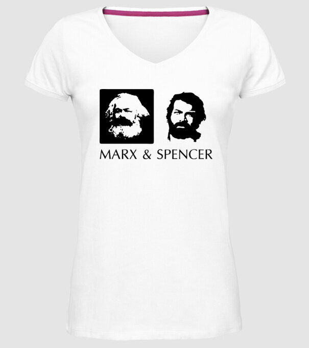 Marx és Bud Spencer model alb pe tricou