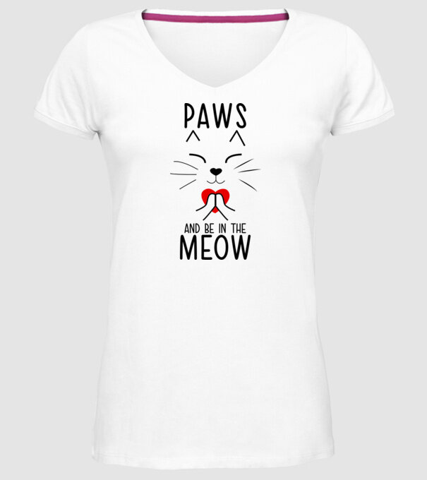 Pisică Meditând model alb pe tricou