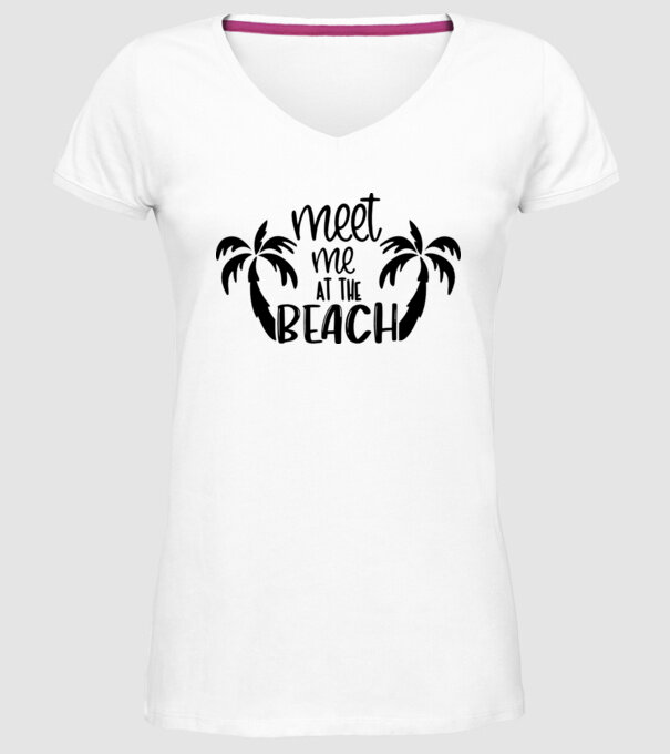 Meet me at the beach model alb pe tricou