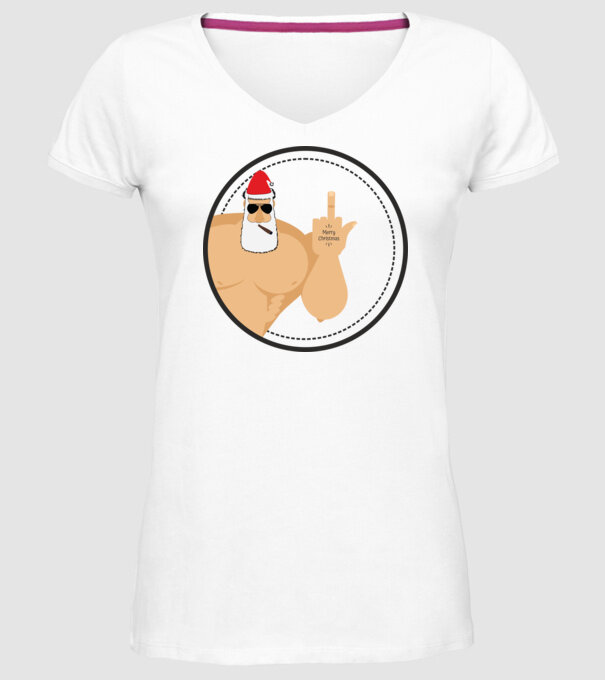 'Merry F''in Xmas' model alb pe tricou