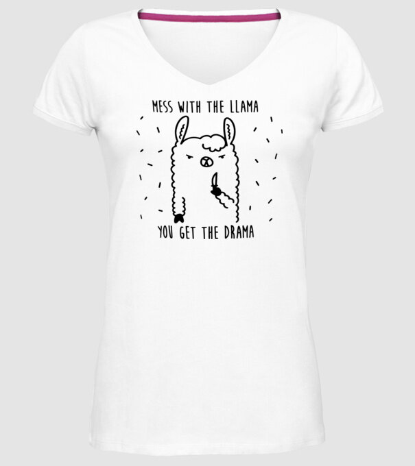 Mess with the lama model alb pe tricou