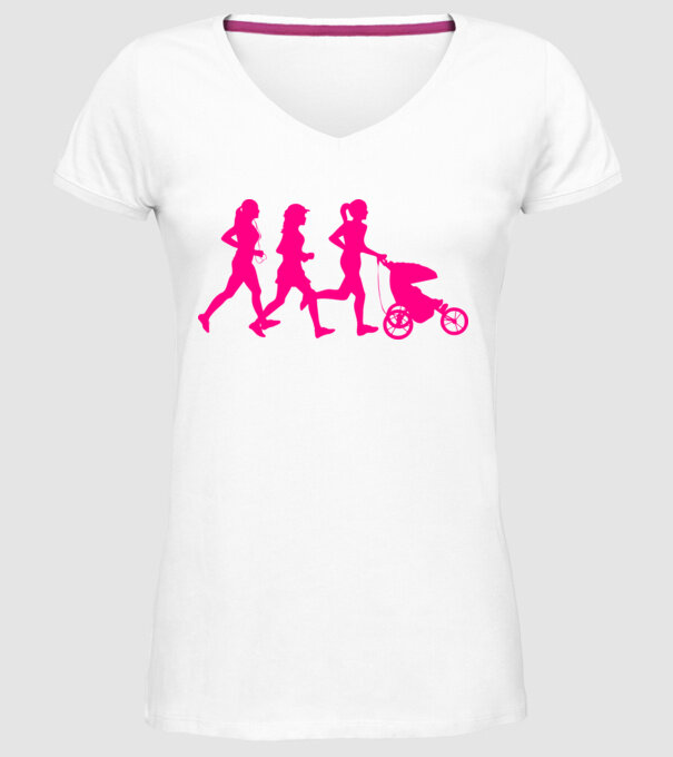 Running Mom model alb pe tricou
