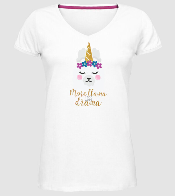 More Llama less drama model alb pe tricou