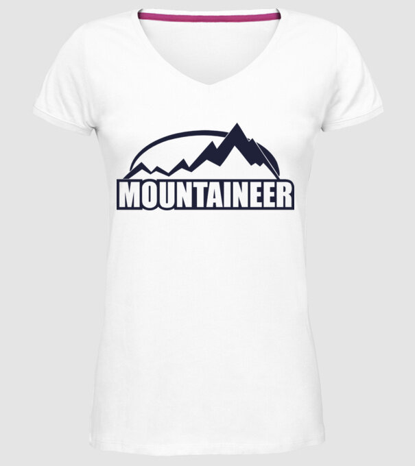 mountaineer model alb pe tricou