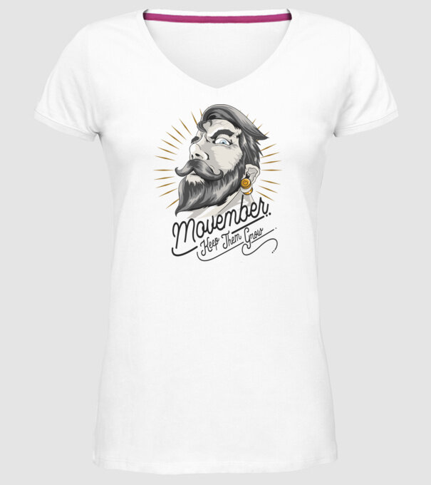 Movember Keep them grow No Shave November model alb pe tricou