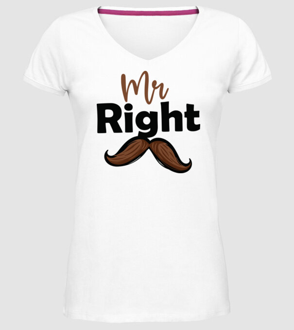 Mr right model alb pe tricou
