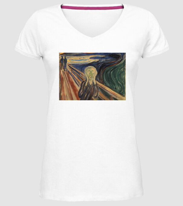 Pictură Munch Mască model alb pe tricou