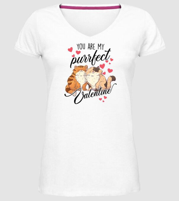 My purrfect valentine model alb pe tricou