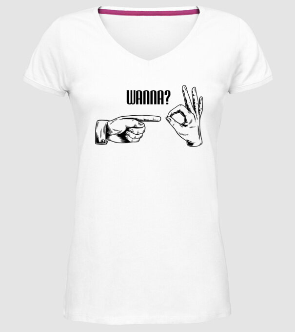International Hand sign model alb pe tricou