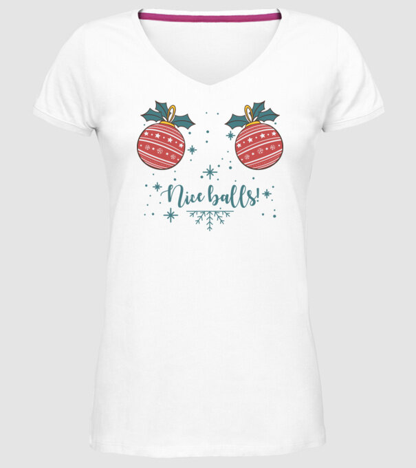 Nice Balls model alb pe tricou