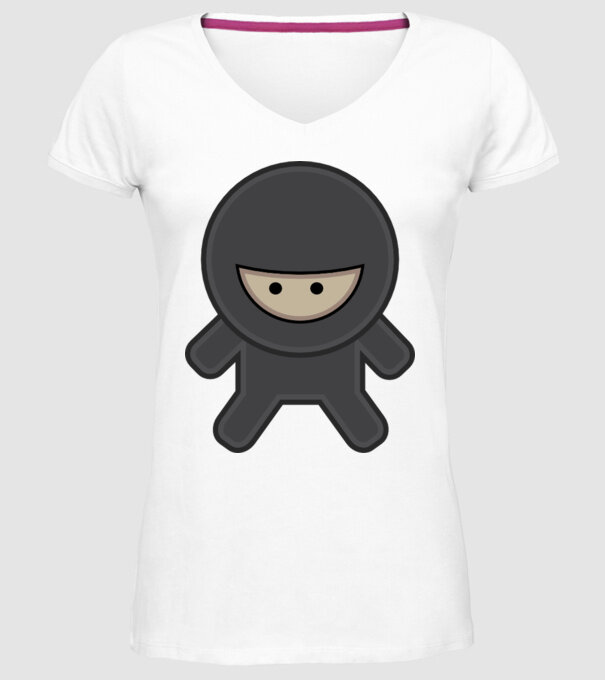 ninja model alb pe tricou