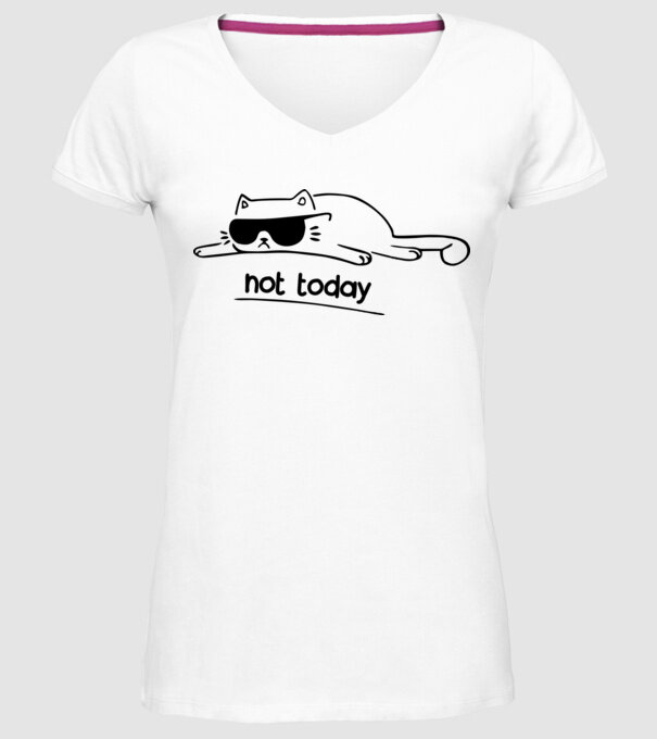 not today kitty model alb pe tricou