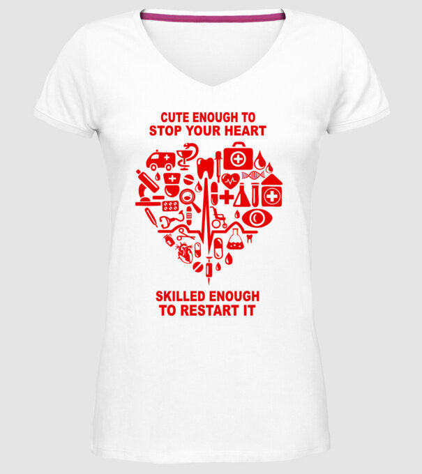 nurses are cute model alb pe tricou