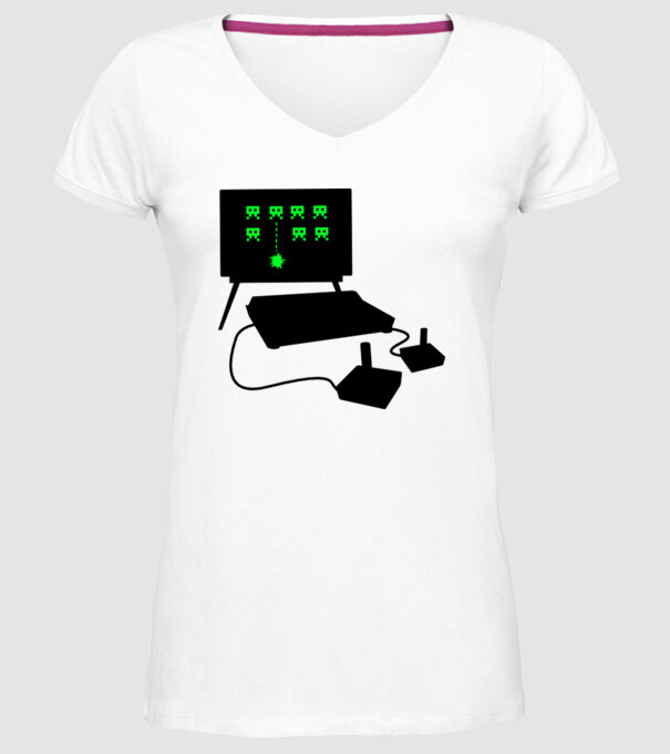 Oldschool Gamer model alb pe tricou