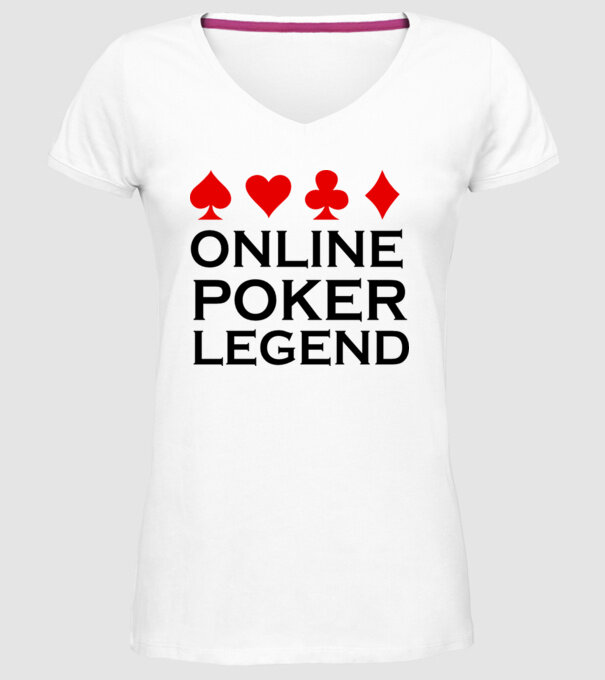 Online Poker Legend model alb pe tricou