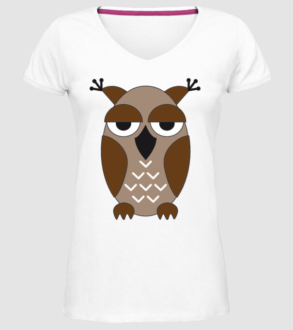 Owl model alb pe tricou