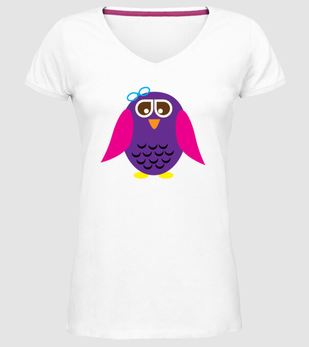 Owl model alb pe tricou