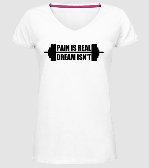 Pain is real model alb pe tricou