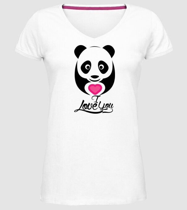 PandaHeart model alb pe tricou