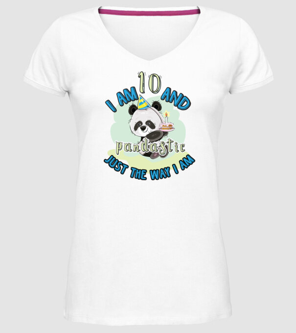 PANDASTIC 10 model alb pe tricou