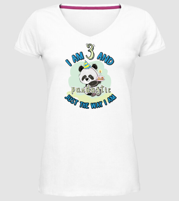 PANDASTIC 3 model alb pe tricou