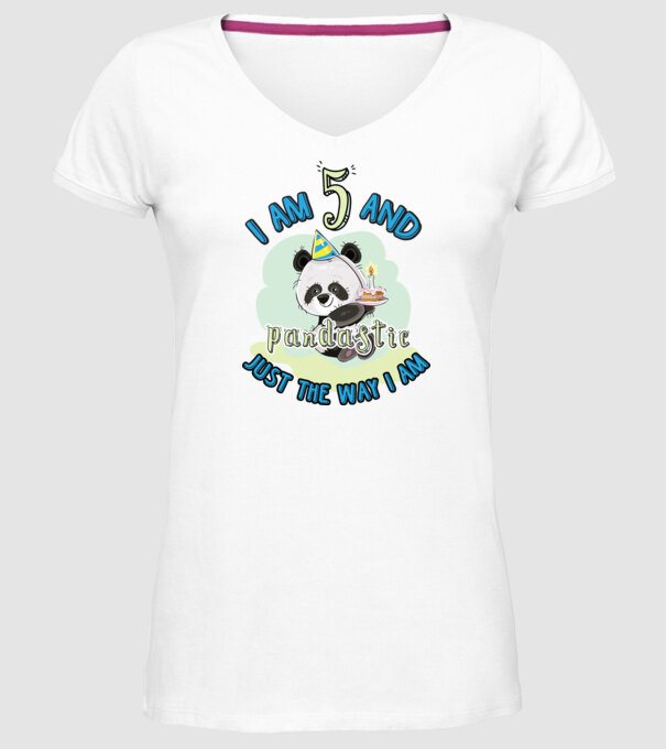 PANDASTIC 5 model alb pe tricou