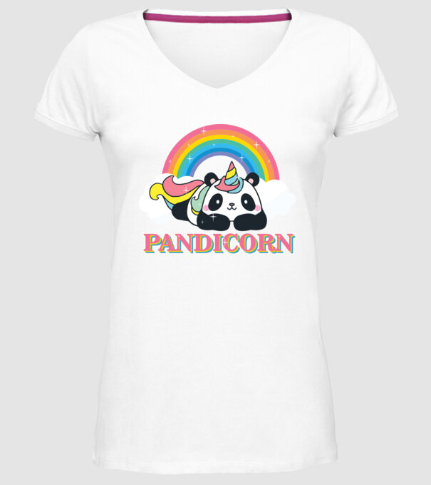 PANDICORN model alb pe tricou