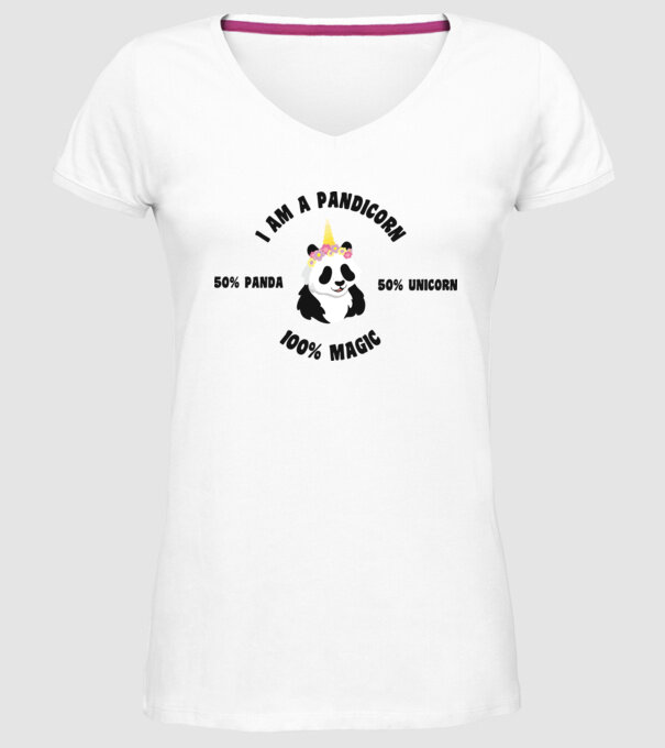 Pandicorn model alb pe tricou