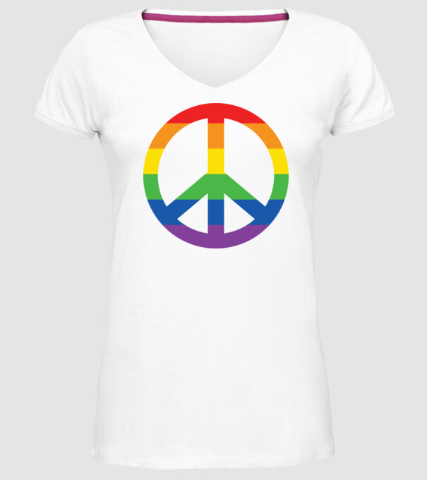 Peace pride model alb pe tricou