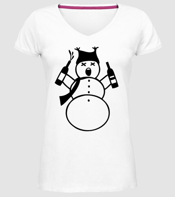 Om de zăpadă beat model alb pe tricou