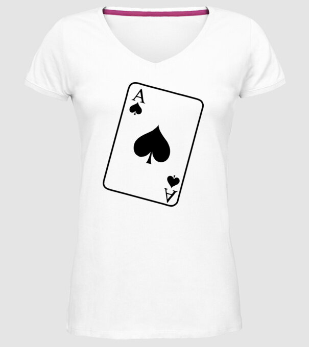 As de pică model alb pe tricou