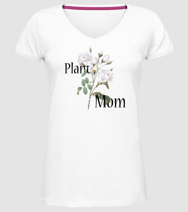 Plant mom model alb pe tricou