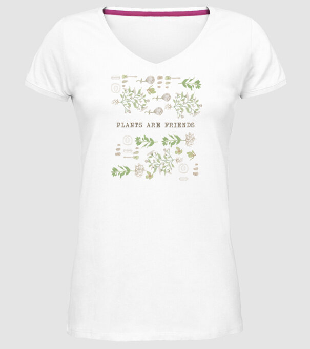 Plants are friends model alb pe tricou