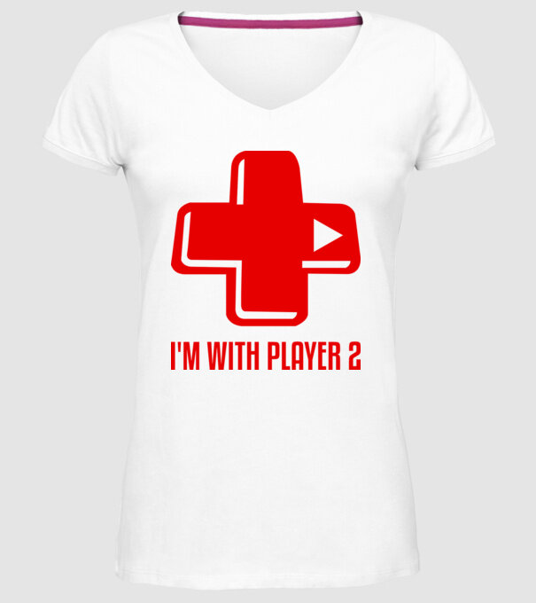 player 2 model alb pe tricou
