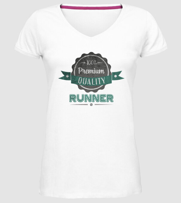 Calitate premium Alergător model alb pe tricou