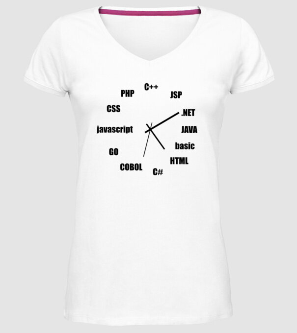 Programmer clock model alb pe tricou