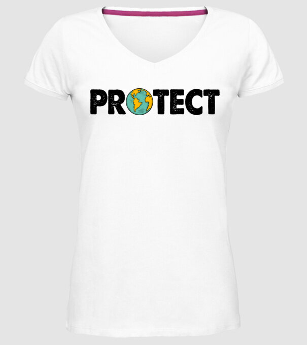 Protect earth model alb pe tricou