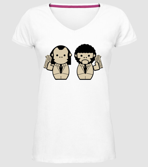 Pulp Fiction draw model alb pe tricou